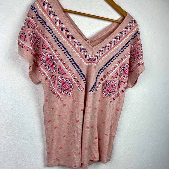 SOLD**Democracy V-Neck Dolman Sleeve T shirt pink - Picture 2 of 4